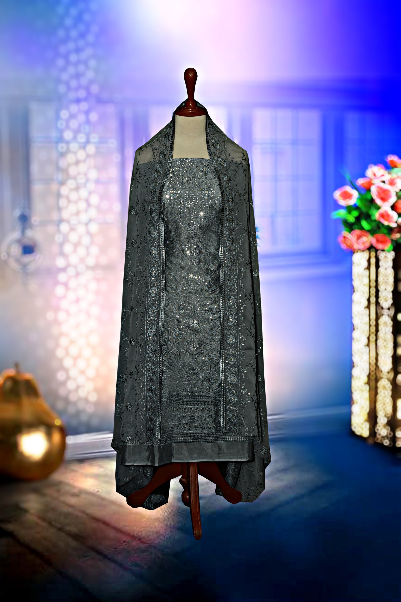 Embroidered raw silk collection